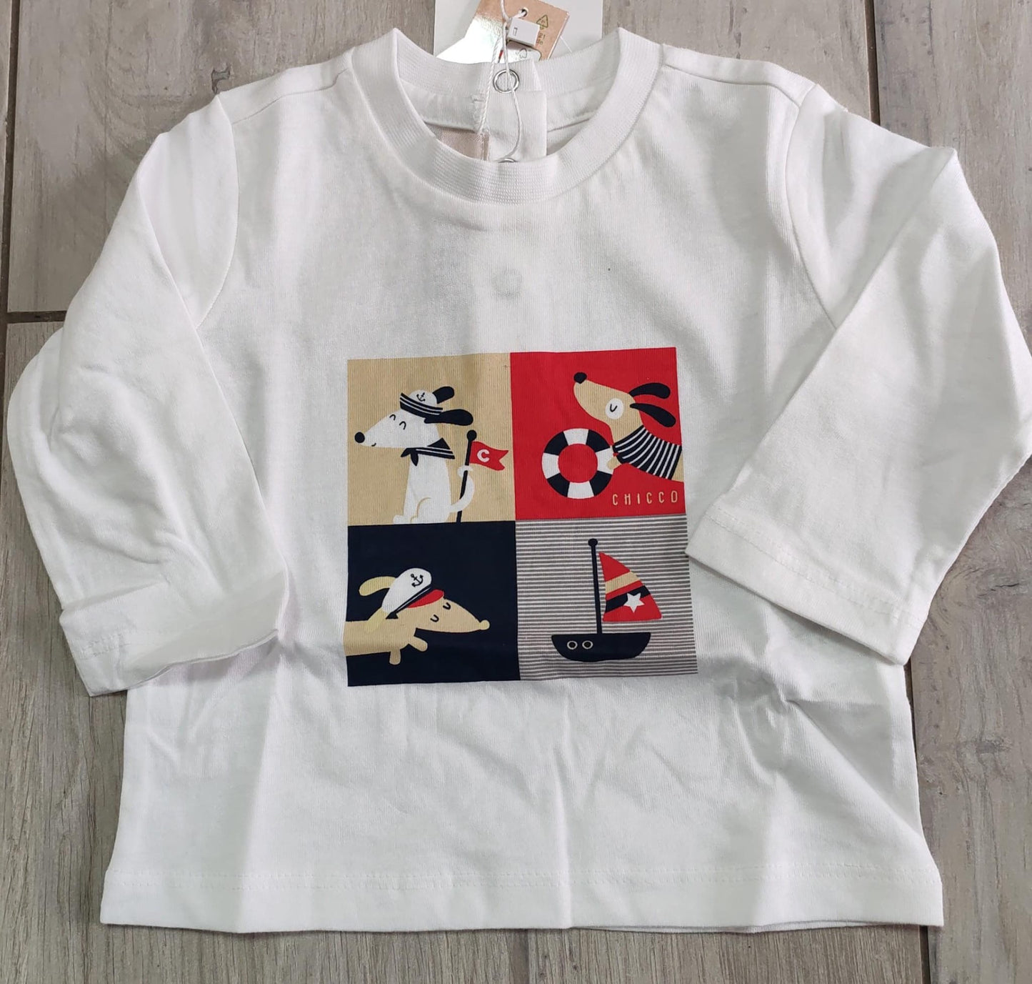 Maglia bianca con bassotti -Chicco