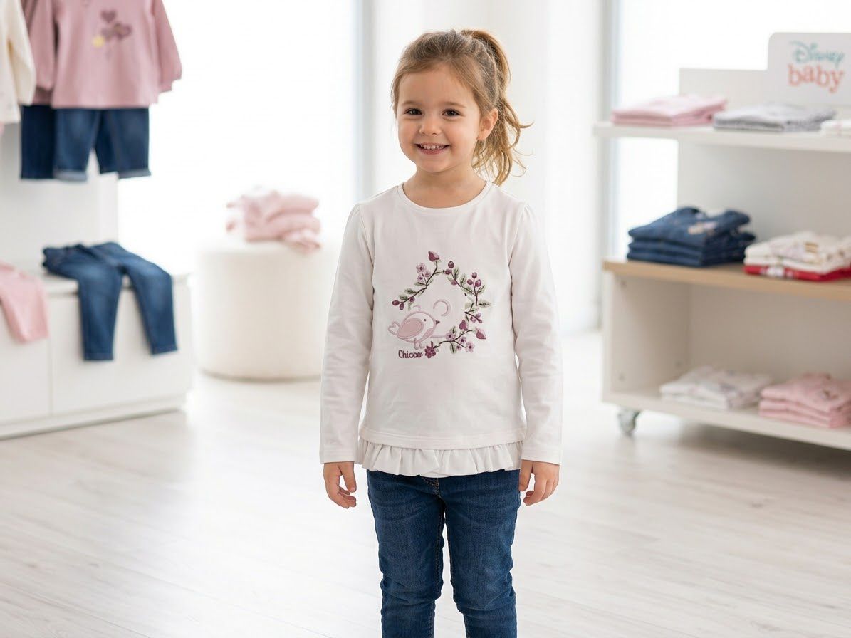 T-Shirt Maniche Lunghe Uccellino