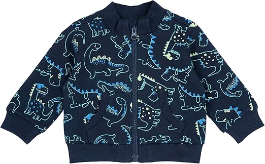 Felpa blu zip dinosauri