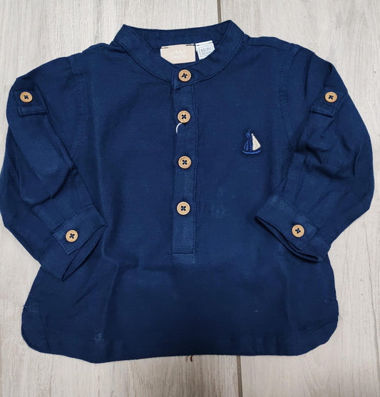 Camicia Manica Lunga Colletto Coreano In Misto Lino Bambino MAYORAL 31 Camicia Manica Lunga Colletto Coreano In Misto Lino Bambino MAYORAL 31