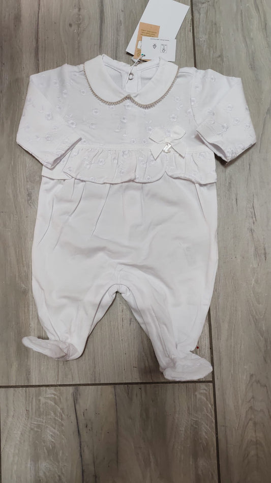 Tutina bianca con fiori ricamati - Chicco