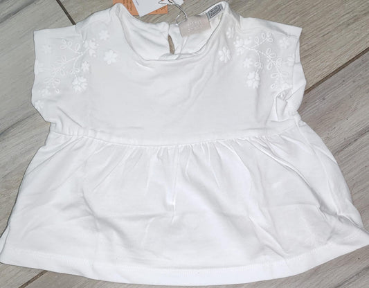 T shirt bianca con fiori ricamati - Chicco