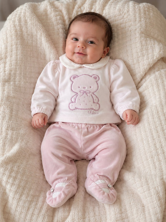 Tutina 2 pezzi rosa latte orsetto- Chicco